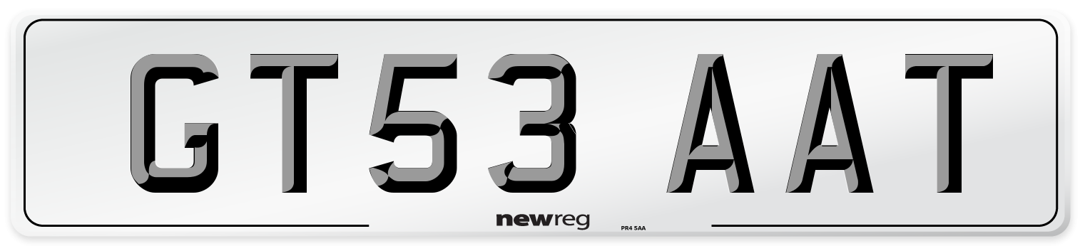 GT53 AAT Number Plate from New Reg